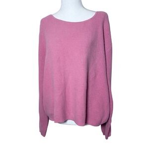 Vintage Cherokee Pink Cotton Shaker Knit Oversized Sweater Made USA